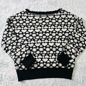 Maeve Anthropologie Womens Black White Sunshine In My Heart Sweater Size Small